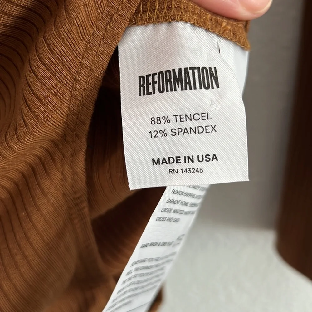 Reformation Brown Lace-Up Long Sleeve Bodysuit